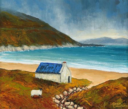 Sean Loughrey : 'SHEEP AT KEEM BAY, ACHILL ISLAND'