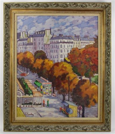 Cecil Everley : French street scene, 'L'Avenue Matignon de ma terrace'