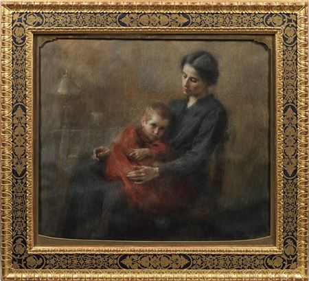 Giuseppe Mentessi : Mother with child in her lap