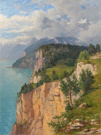 Jost Muheim : Lake Lucerne with Urirotstock. 1894.