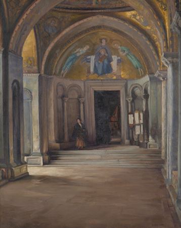 Herbert Rose : Church Scene with Figure