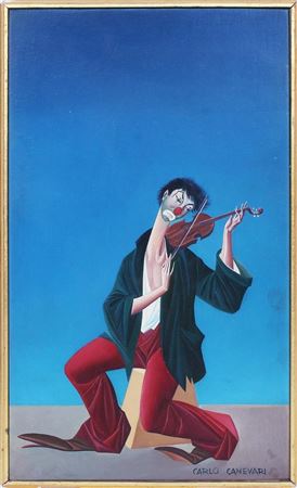 Carlo Canevari : CLOWN PLAYING VIOLIN, 1961