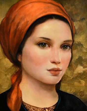 Ken Hamilton : Girl with an Orange Headscarf