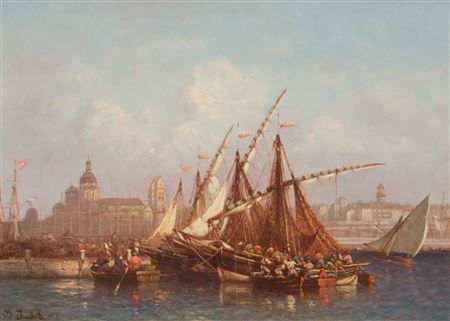 Joseph François Suchet : Boats in the port of Marseille