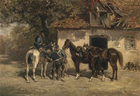 Heinrich Winter : Soldiers saddling