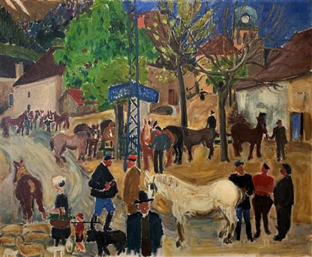 Edith Berger : The horse market in Lalley (Trièves).