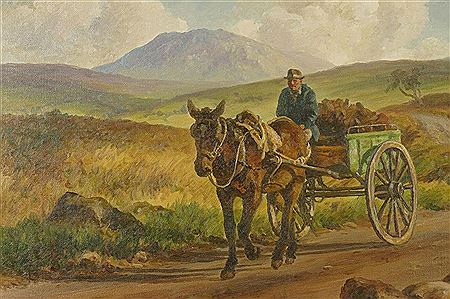 Donal McNaughton : Horse and cart on a roadway