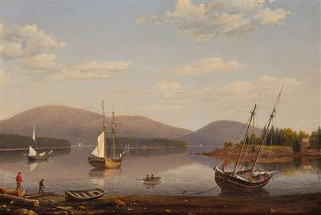 Fitz Henry Lane : Bar Island and Mount Desert Mountains from Somes Settlement