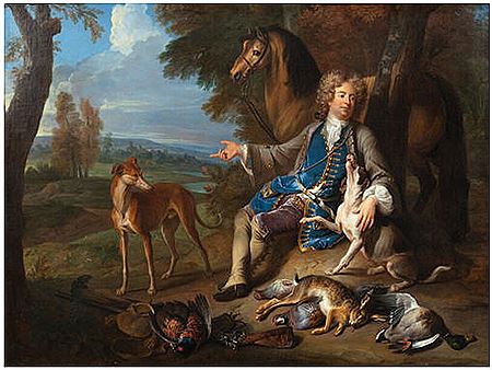 Alexander-Francois Desportes : Self-portrait as a hunter in a landscape