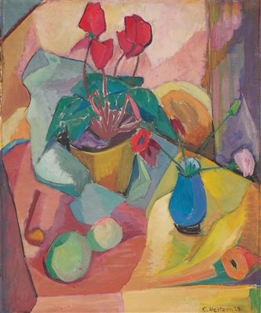 Else Hertzer : Still Life with Cyclamens. 1924