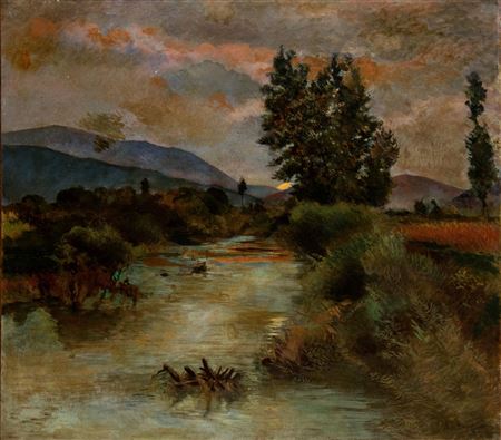 Augusto Bompiani : River landscape