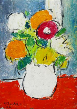 Constantin Piliuta : 'Anemones in White Vase'