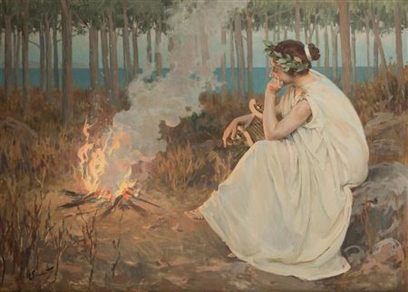 Enrique Simonet Y Lombardo : 'Sappho of Lesbos'