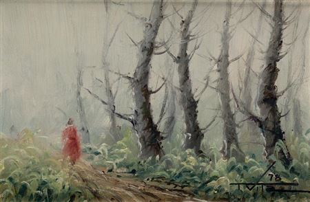 Thomas Vila : Wooded path with female figure