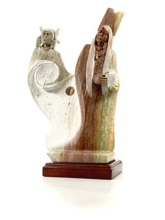 Alvin Marshall : Indian Maidens Alabaster Sculpture