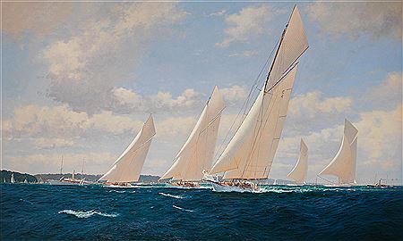 Brian Jones : 'The 19-Metre Class Yachts Norada, Wendula and Mariquita, Cowes Week 1913'