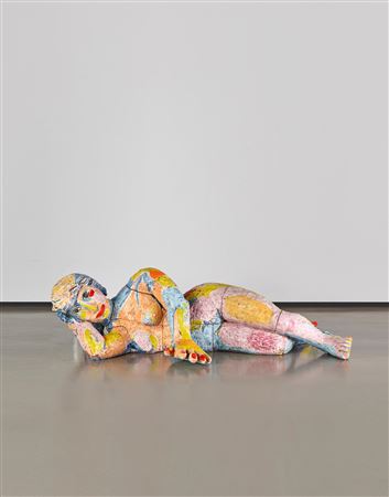 Viola Frey : Reclining Woman, Hand Outstretched, 2002