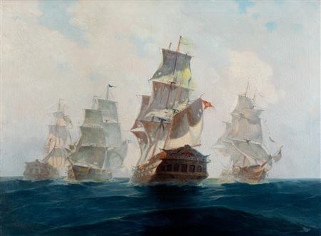 Nicos (Nicolas) Kalogeropoulos : Le bateau Aris et galères à pleines voiles