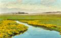 Laurits Andersen Ring : “Aaløb gjennem grønne Marker med gule Kabelejer”. A stream through fields with yellow Marsh Marigold. Frederiksværk, North Zealand.