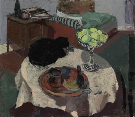 Herdis Gelardi : Interior with cat