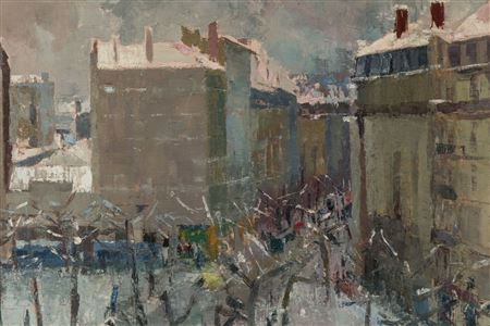 Jean Dulac : Lyon, Winter, View of his studio, Place de l'Abondance