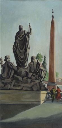 Fabio Failla : View of Rome with priests; Piazza del Popolo