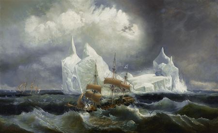 Louis Le Breton : The 'Astrolabe' and 'Zélée' in a Swell in the Antarctic