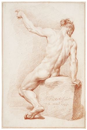 Bernard Picart : Academy of seated naked man, seen from behind