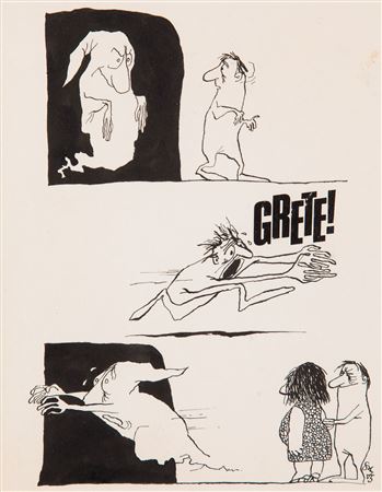 Szymon Kobylinski : 'Grete!', satirical illustration, 1975