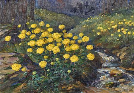 Anna Haller : Butterflowers by the brook