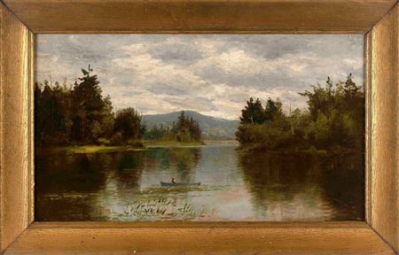 Jonathan Bradley Morse : Canoeing On A Mountain Lake