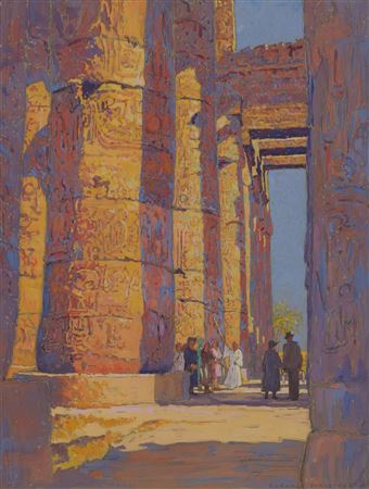 Eleanor Custis : Tourists Viewing the Temple at Karnak, Egypt