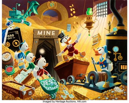 Carl Barks : Rich Finds At Inventory Time CB Oil #141 Painting Original Art (1994)