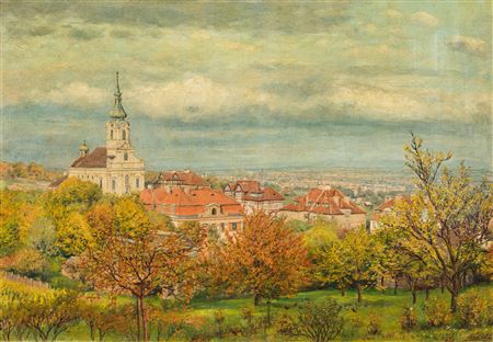 Auguste Doll : VIEW FROM THE KAASGRABEN CHURCH IN KLOSTERNEUBURG