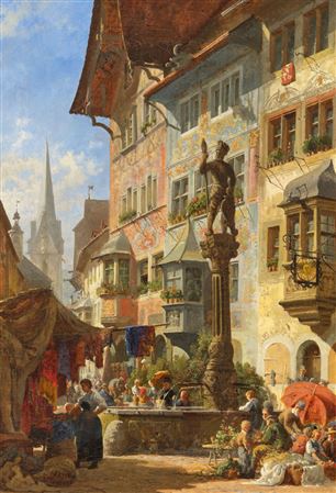 Karl Weysser : The market place in on Stein am Rhein