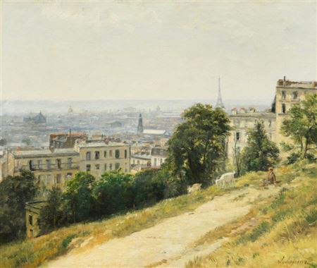 Stanislas Lépine : Paris seen from the Butte Montmartre south side before the construction of the Willette square