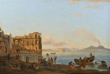 Joseph Rebell : The Bay of Naples with Palazzo Donna Anna