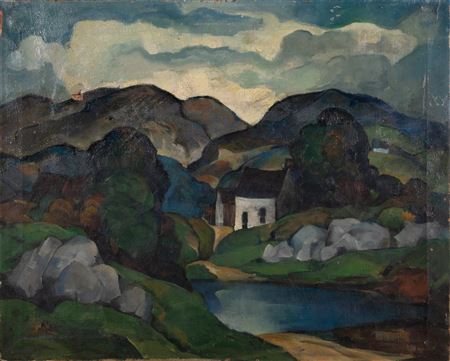 Oscar Thalinger : House in Rocky Landscape, 1931