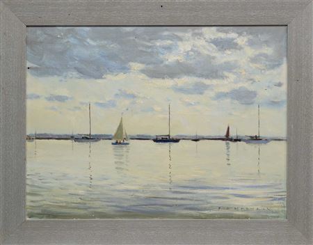 Frederick Bertrand Harnack : SAILING BOATS IN AN ESTUARY