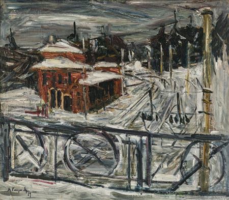 Anton Lamprecht : Train station in winter.