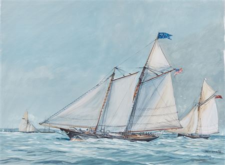 Rene Goulet : Regatta between the yachts America and Lavroch