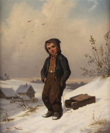 Friedrich Moritz Wendler : Boy with sleigh