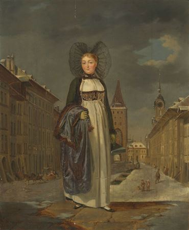 Franz Niklaus Konig : Bernese girl in traditional costume in Spitalgasse