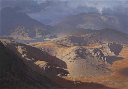 David Woodford : Llyn Llydaw, Eryri (Snowdonia) with clouds and shaft of sunlight