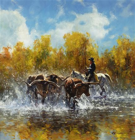 Robert Hagan : Untitled (Cowboy Herding Cattle)