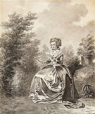 Jacques Antoine Marie Lemoine : Madame Vigée Le Brun Seated in a Garden Reading a Letter