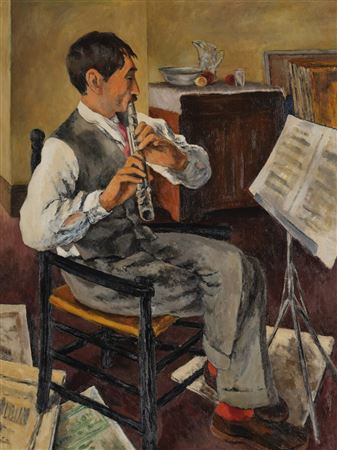 Alexander Brook : George Biddle Playing the Flute