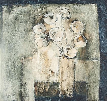 Michael Ferreira Heyns : Still life of poppies in a vase