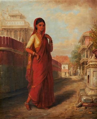 Edward Frederick Green : An Indian girl on a street in Poonah