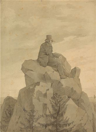 Georg Friedrich Kersting : ON THE ROCK (”AUSBLICK AUFS MEER”